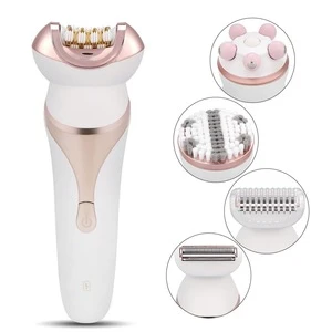 Private label 4 in 1 Waterproof Electric Lady Epilator Hair Remover Shaver Clippers Facial Cleansing Brush Face Massager