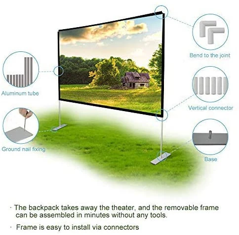 Projector Screen with Stand Outdoor Indoor Projection Screen for Home Theater Fast-Folding Projector Screen with Stand Legs