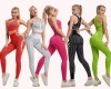 Ptsports wholesale new 2pcs strips piecing yoga women sportswear seamless custom yoga set stripes yoga set with fitness seamless