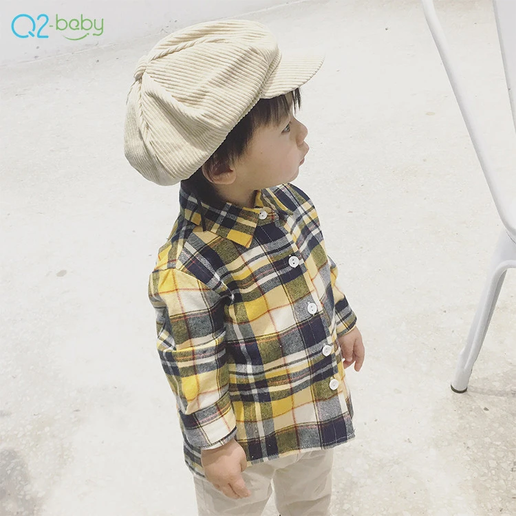 Q2-baby Toddlers Clothing Tops Long Sleeve Cotton Baby Plaid Shirts