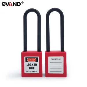 QVAND 76mm Red Non Conductive LOTO Safety Padlock Lockout  Nylon Shackle and Body Red 2 Keys