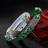 Real 925 Sterling Silver Bangles for Women Thai Silver Chalcedony Peacock Bangles Jade Creative Bracelet Jewelry