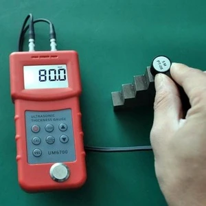 Replaceable battery ultrasonic thickness gauge with width measuring instruments