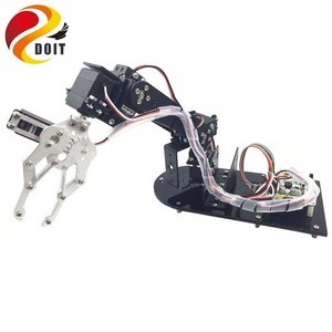 Robot 6 DOF Aluminium Clamp Claw Mount Kit Mechanical Robotic Arm with Metal Servo Horn