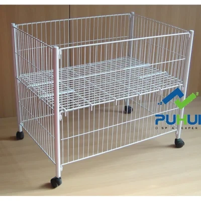 Rolling Bulk Merchandise Products Metal Wire Display Bin (PHY506)