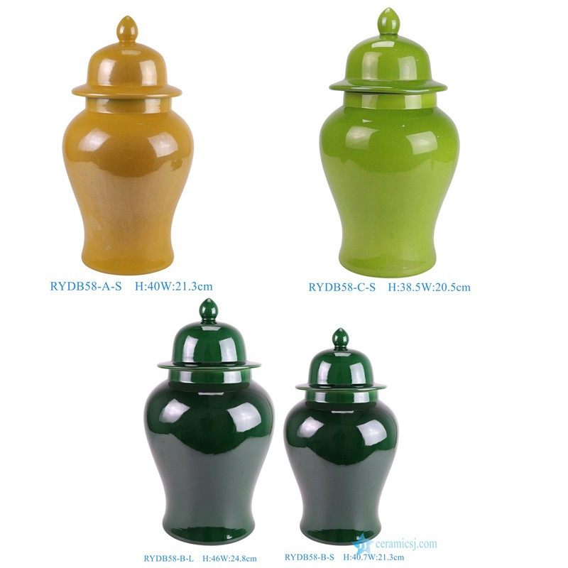Rydb58-a-S Jingdezhen Crackled Glaze Pure Color Porcelain Temple Jar