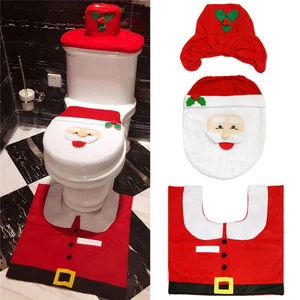 Santa Claus/elk/boy Merry Christmas Gifts toliet Closestool Cover Tank Cover Happy Santa Toilet Seat Cover and Rug Bathroom Set