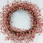 Senmasine Winter Front Door Farmhouse Wall Window Hanging Decor 24 Inch Artificial Branch Christmas Red Berry Wreath