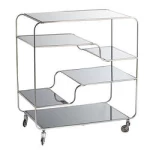 serving trolley drinking metal silver and smoked grey glass bar cart