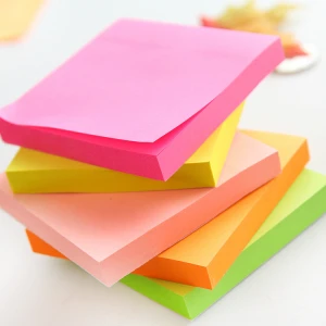 100 sheets  neon assorted color 3 x 3 inches square fluorescent paper sticky notes
