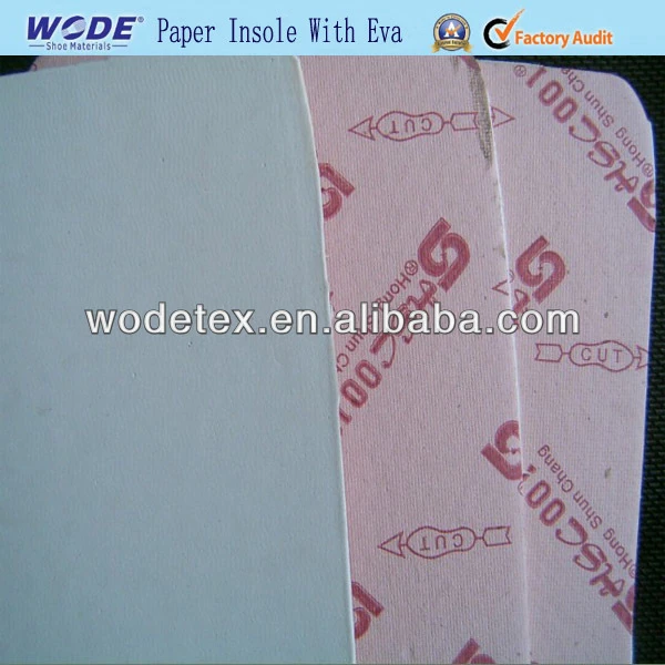 Shoe Paper Materials Type Insole Paper Board with EVA
