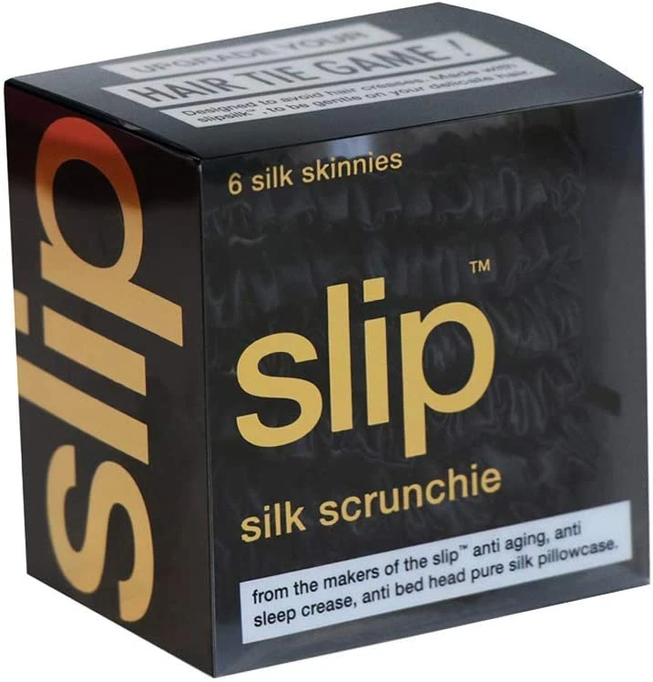 Silk Scrunchie Set - Black, Pink &amp; Caramel - 100% Pure Mulberry Silk 22 MM Scrunchies with Elastic Band
