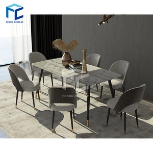 Small apartment solid wood foot marble dining table and chair set
