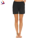 Solid Womens Lounge Shorts With Pockets Loose Sleep Shorts For Women Elastic Waist Ladies Short Nightwear