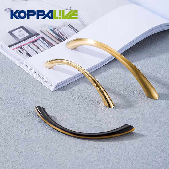 Koppalive Brass Arched Curved High Quality Kitchen Furniture Cabinet Drawer Handle Pull