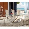 Special Spider Design Tempered Glass Top Dining Table Set With Stainless Steel Base For Home Use