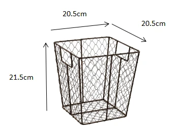 Square Black Metal Chicken Wire Basket Storage Display Rack
