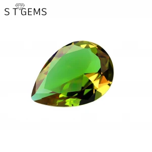 ST Gems Loose Gemstone Glass Mystic Green Glass Round Cut Crystal Stones