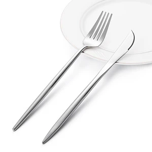 Stainless Steel Banquet Tableware Titanium Plated Round Handle Knife And Fork Set