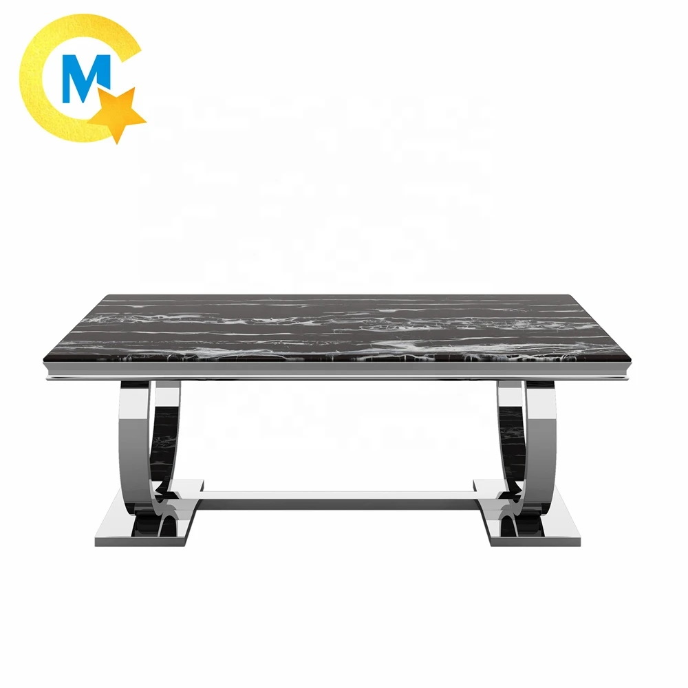 Stainless steel base designer dining room table for sale