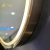 Stainless steel frame smart bathroom mirror hairline gold rose gold color with light antifog function