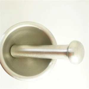 Stainless steel mortar and pestle with stainless steel handle