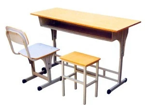 steel and wooden school desk and chair