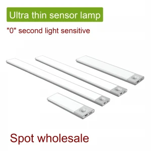 Stick on Anywhere Portable Ultrathin Light PIR Motion Sensor Night Lighting Wireless USB Charging LED Under Cabinet Light