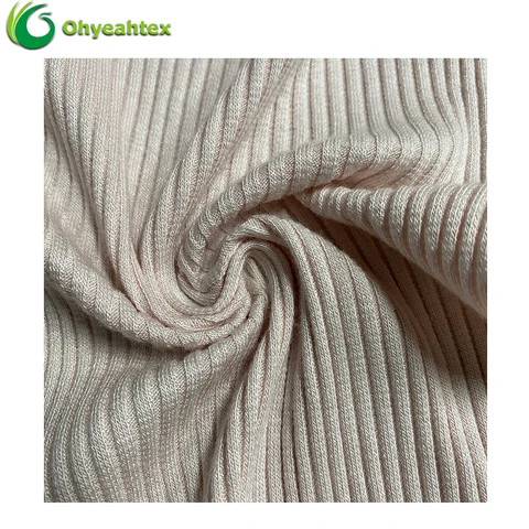 Stretch 4*4 68% Bamboo 27% Cotton 5% Spandex  Rib Knit  Fabric For T-shirt