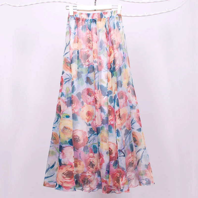Summer hot sale fashion print long skirt high waist women skirt