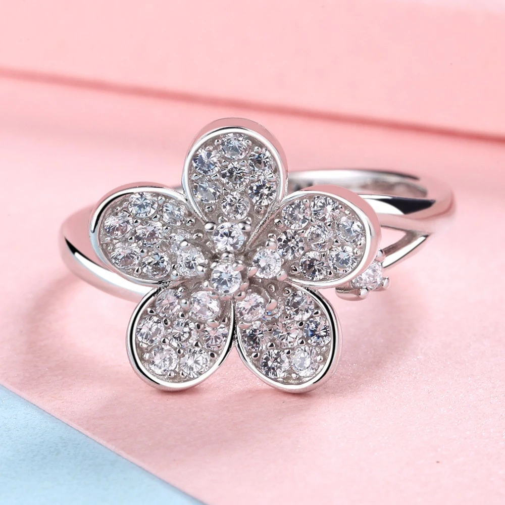 Sun Star 925 silver rings models flower design with CZ fashion ring