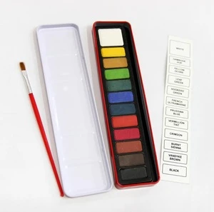 Superior Quality Painting 12 Colors Fabric Solid Water Color Cake Paint Powder Watercolor Paint Set With Brush