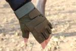Tactical  Running Riding Fighting Army Military Combat Half Finger Mittens Working leather safety gloves