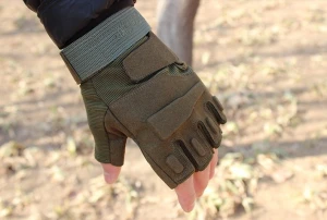 Tactical  Running Riding Fighting Army Military Combat Half Finger Mittens Working leather safety gloves