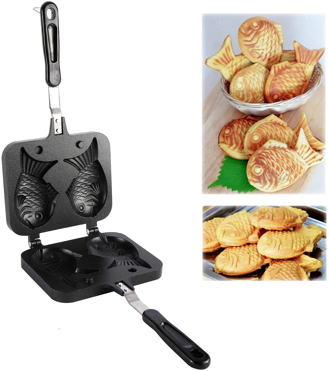 Taiyaki Pan Fish Shape Double Pan Non-stick Waffle Cake Baking Mold Plate for Home DIY Cooking Party