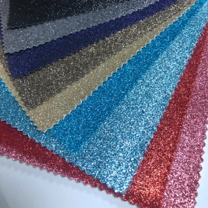 TC backing PU glitter leather fabric for shoes and bag making