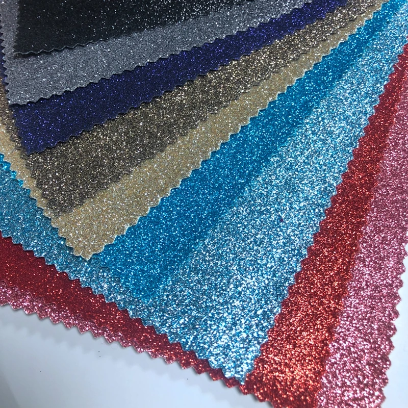 TC backing PU glitter leather fabric for shoes and bag making