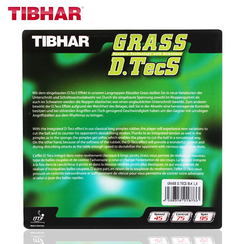 Tibhar GRASS D.TECS 1.2 / 1.6 / OX Defensive Table Tennis Rubber new model Ping Pong rubber Sponge