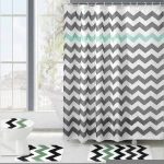 Top Quality Bathroom Curtain Waterproof Fabric Geometric Shower Curtain and Bath Mat Cover Set 4Pcs