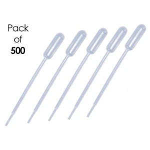 Transfer Pipettes, 5mL Capacity-Graduated to 1mL- Large Bulb, Sterile, 500 per Case, Individually Wrapped