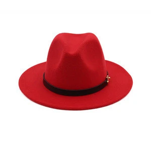 Unisex Pannama Wool Felt Fedora Hats With Decoration