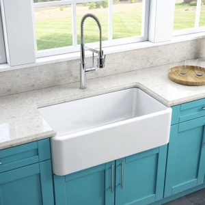 UPC 33&#x27; inch smooth kitchen sink resin white apron kitchen sink pure acrylic sink kitchen