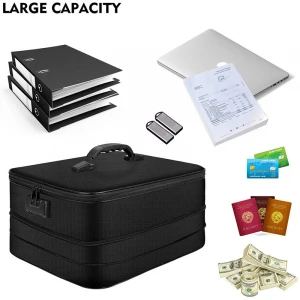 Upgraded XL Large Non Itchy Water Resistant Fire Proof Bag Fireproof Document Bags for Documents Money and Valuables