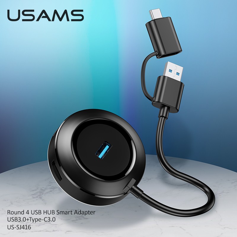 USAMS SJ416 Table 4 Port Smart Adapter USB3.0 Type-C3.0 Powered USB HUB