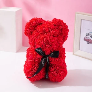 Valentines Mothers Day Birthday Gift 25CM Foam Rose Teddy Bear With Gift Box