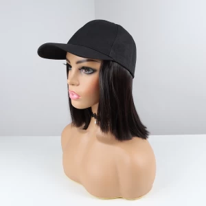 VAST wholesale natural women bob wig hats hair extensions synthetic attached hat wigs short baseball wig hats for girls