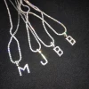 Vintage Alphabet Iced Out Tennis Necklace Zircon Diamond Initial Letters Pendant Initial Necklace