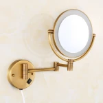 WANFAN   Bathroom Wall Mounted Foldable Vanity Mirror With Lights 2068F Magnifying Led Makeup Mirror With Light