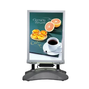 water-fillable plastic base A3 size free standing led advertising banner poster display stand/