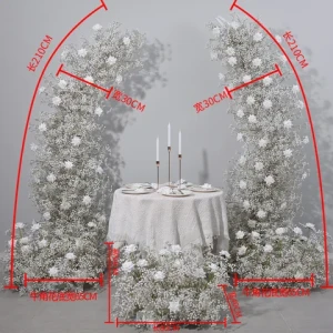 Wedding Event Decor Table Garland Horn Artificial White Rose Babys Breath Arch Flower Runner wedding supplies